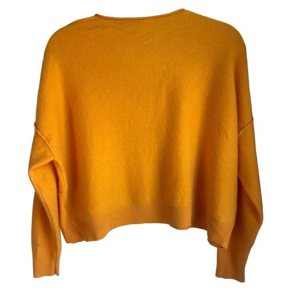 New No Tags Pilcro Womens Sz Small Cropped Sweater 100 % Cashmere Yellow Mustard - Picture 2 of 9